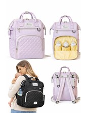 MOCHILA MATERNAL MATELASEADA, CON BOLSILLO TERMICO PARA MAMADERA, VARIEDAD DE COMPARTIMENTOS