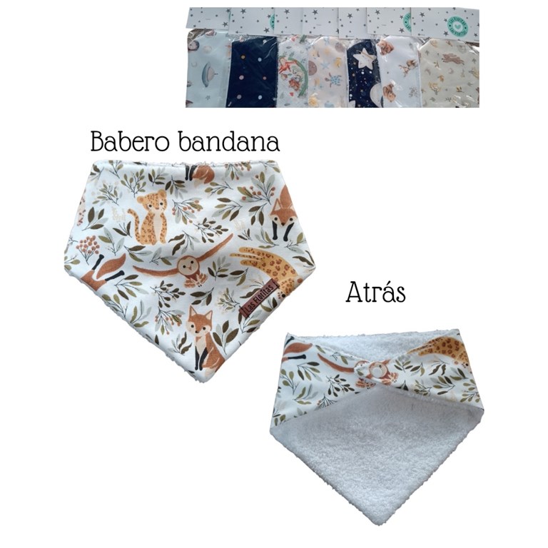 Babero BA10 bandana estampado. Colores surtidos. Las Floritas