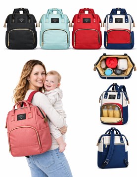 PROMO! MOCHILA MATERNAL DE GABARDINA, DOBLE CIERRE, BOLSILLO TERMICO PARA MAMADERA, VARIEDAD DE COMPARTIMENTOS