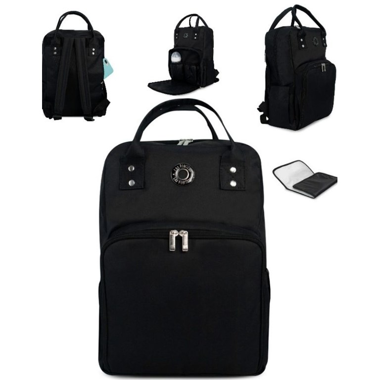 MOCHILA MATERNAL EVA NEGRA IMPERMEABLE MEDIDAS: 40 CM ALTO X 27 CM ANCHO X 14 CM BASE CON CAMBIADOR DE 50 X 30 CM LAS FLORITAS
