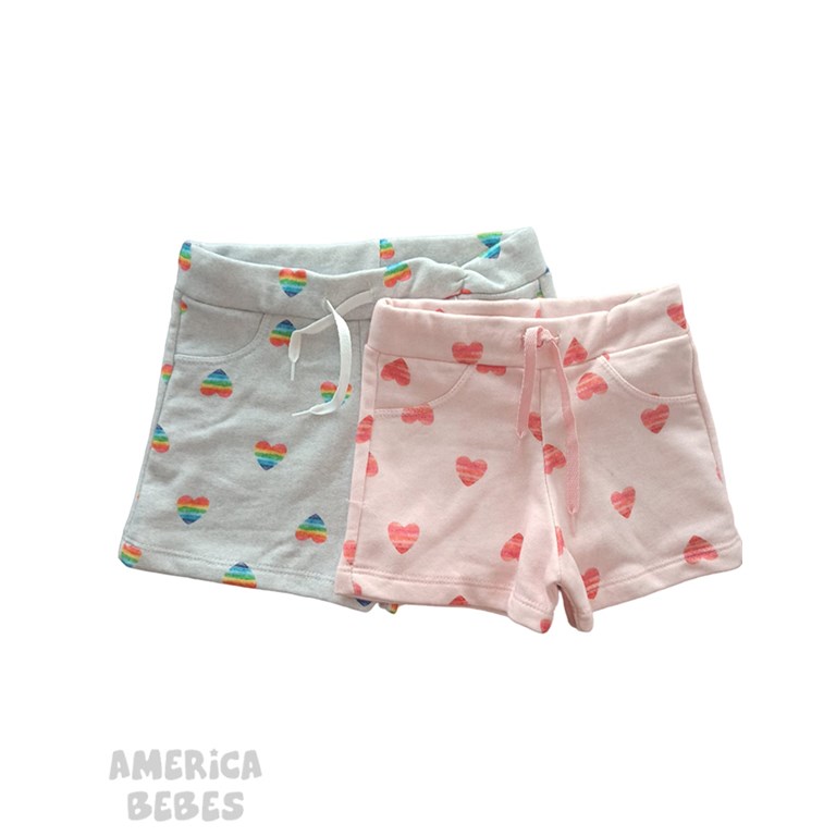 SHORT RUSTICO PARA BEBA ESTAMPADO CORAZONES DE COLORES TERRA NATURE