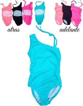 Malla entera de nena con bretel en un hombro tela morley.Terra Nature