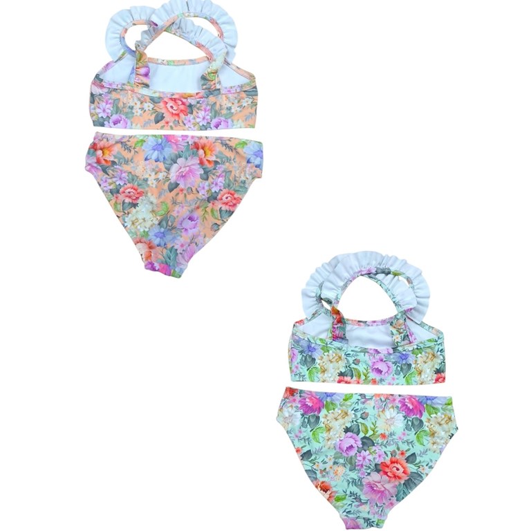 Bikini para nena con top estampa de rosas.Terra nature