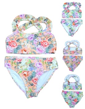 Bikini para nena con top estampa de rosas.Terra nature