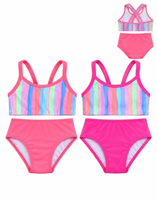 BIKINI NENA TOP RAYAS + CULOTE LISO. LABENDEL