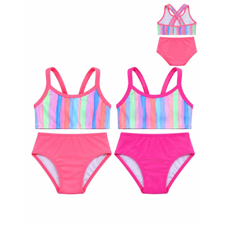BIKINI NENA TOP RAYAS + CULOTE LISO. LABENDEL