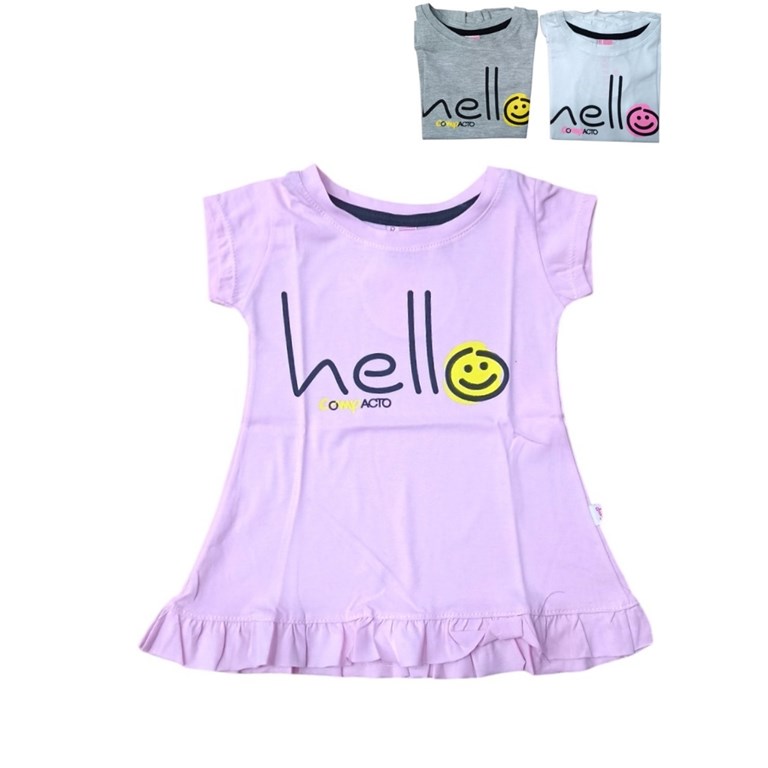 VESTIDO BEBE CON VOLADO 'HELLO'. COMPACTO