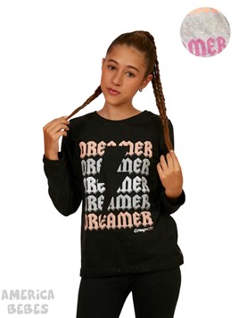 REMERA MANGA LARGA PARA NENA ESTAMPADA DREAMER RAYO COMPACTO