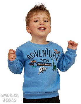BUZO FRISA PARA BEBE CON CUELLO REDONDO Y ESTAMPA ADVENTURE TIME DINOS COMPACTO
