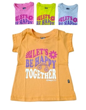 REMERA MANGA CORTA BEBE ESTAMPA 'LET S BE HAPPY'. COMPACTO