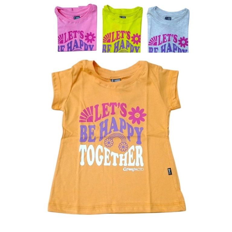 REMERA MANGA CORTA BEBE ESTAMPA 'LET S BE HAPPY'. COMPACTO