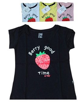 REMERA MANGA CORTA ESTAMPA FRUTILLA. COMPACTO