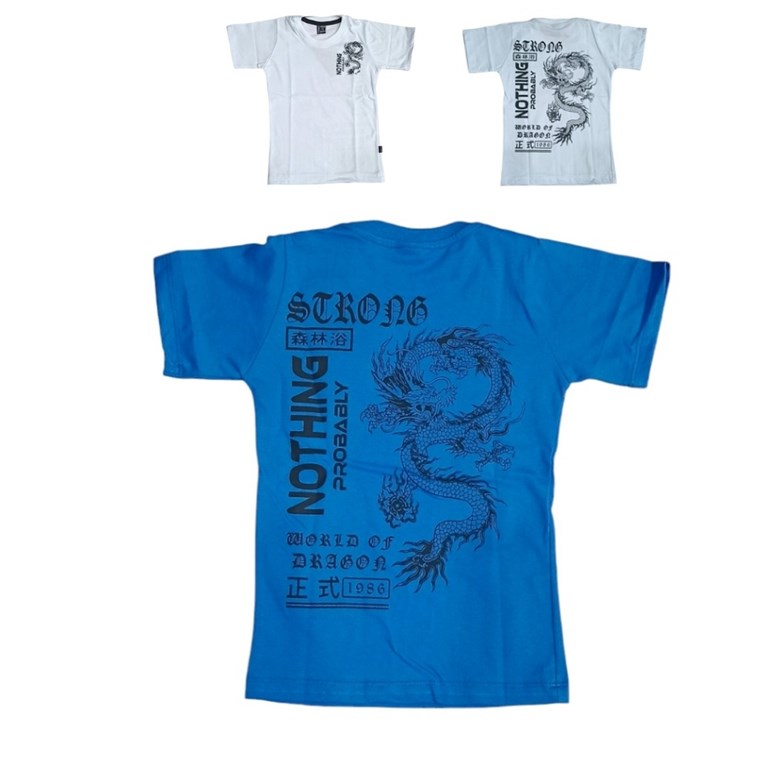 REMERA NENE MANGA CORTA DOBLE ESTAMPA DRAGON. COMPACTO