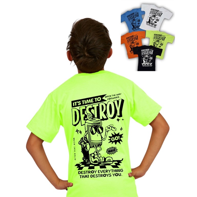 REMERA NENE MANGA CORTA DOBLE ESTAMPA DESTROY. COMPACTO