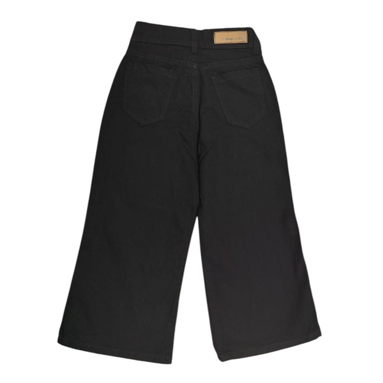 PANTALON DE NENA JEAN WIDE LEG NEGRO COMPACTO