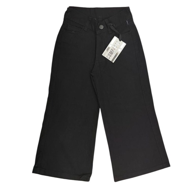 PANTALON DE NENA JEAN WIDE LEG NEGRO COMPACTO