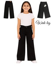 PANTALON DE NENA JEAN WIDE LEG NEGRO COMPACTO
