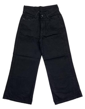 PANTALON DE NENA JEAN WIDE LEG NEGRO COMPACTO