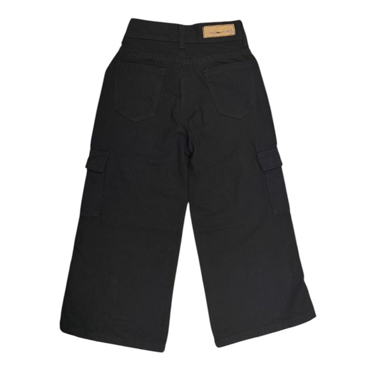 PANTALON DE NENA JEAN NEGRO LEG CARGO COMPACTO