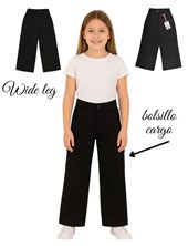 PANTALON DE NENA JEAN NEGRO LEG CARGO COMPACTO