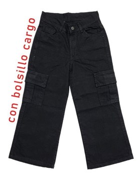 PANTALON DE NENA JEAN NEGRO LEG CARGO COMPACTO