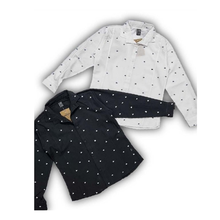 Camisa de nene estampada manga larga. Compacto