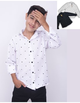 Camisa de nene estampada manga larga. Compacto