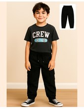 Jogger de jean cargo gris para nene.Compacto