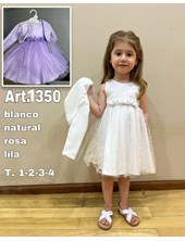 VESTIDO + CASACA  BAUTISMO SIN MANGA CON FALDA DE TUL PERLADO. CHILDREN DIOR