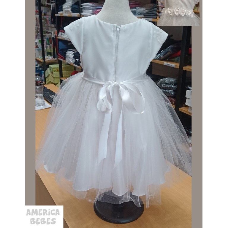 VESTIDO BAUTISMO TUL LAMINADO MANGA CON VOLADO CHILDREN DIOR COLORES VARIOS