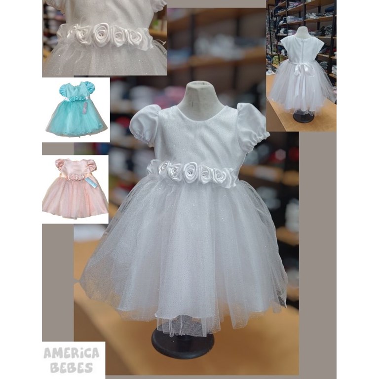 VESTIDO BAUTISMO TUL LAMINADO MANGA CON VOLADO CHILDREN DIOR COLORES VARIOS