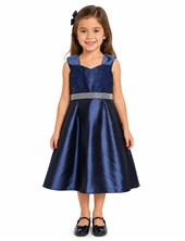 VESTIDO DE TAFTAN CON PECHERA DE BRILLO TABLITA EN 'V'. CHILDREN DIOR