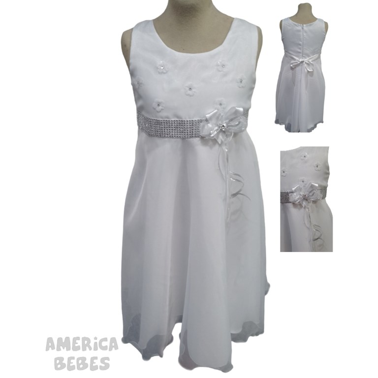 VESTIDO SIN MANGA TODO ORGANZA. CORTE PRINCESA CON FAJA DE STRASS CHILDREN DIOR