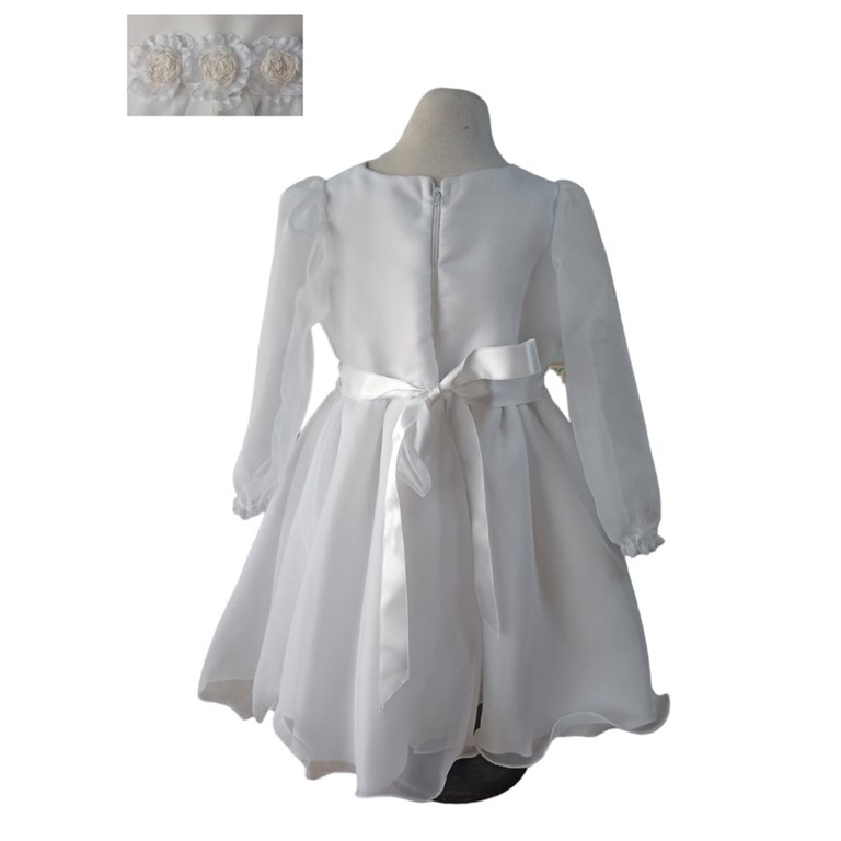 VESTIDO SIN MANGAS PARA BEBA BAUTISMO EN ORGANZA Y PASAMANERIA EN SEDA COMBINANDO CHILDREN DIOR