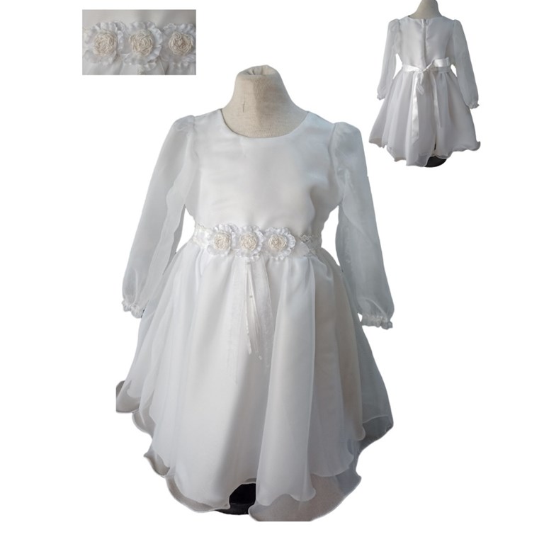 VESTIDO SIN MANGAS PARA BEBA BAUTISMO EN ORGANZA Y PASAMANERIA EN SEDA COMBINANDO CHILDREN DIOR