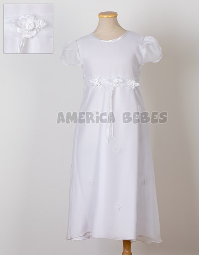 Vestido comunion corte princesa con faja organza y falda. Children Dior.