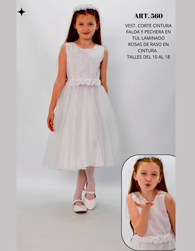 VESTIDO COMUNION PARA NENA CORTE CINTURA TODO TUL LAMINADO CHILDREN DIOR