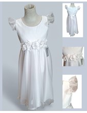 Vestido corte princesa con pechera y casaca de organza labrada.Children dior