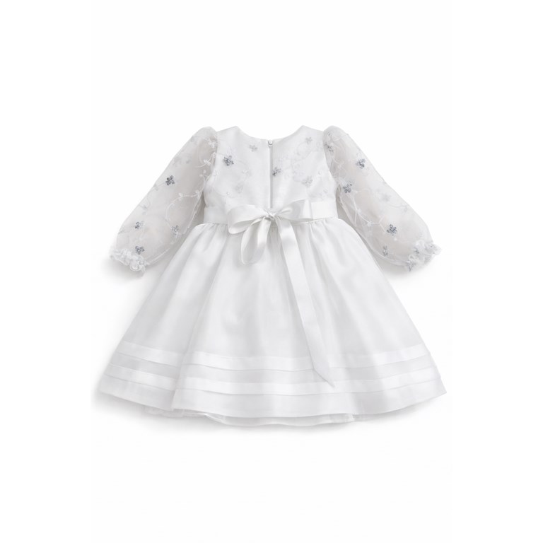 VESTIDO BAUTISMO CON PECHERA, MAGA LARGA BORDADA, FALDA DE ORGANZA CONTABLAS. CHILDREN DIOR