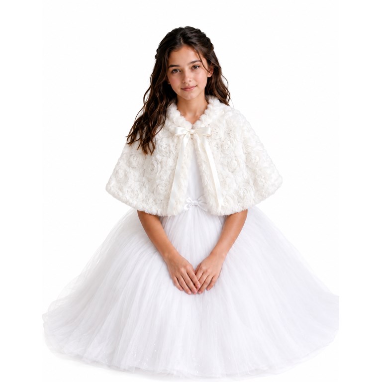 CAPA DE PIEL ROCOCO PARA NENA. COLOR: BLANCO- NATURAL. CHILDREN DIOR