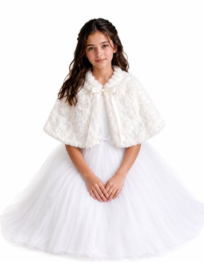 CAPA DE PIEL ROCOCO PARA NENA. COLOR: BLANCO- NATURAL. CHILDREN DIOR