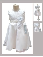 VESTIDO BAUTISMO BEBA SIN MANGA CON PECHERA DE ORGANZA Y CINTURA CON FAJA DE PERLAS MARGARITAS. CHILDREN DIOR