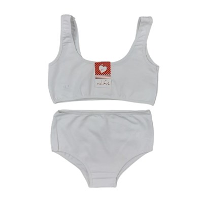 CONJUNTO 2 PIEZAS TOP Y BOMBACHA BLANCA. TALLES VIENEN ETIQUETADO COMO: TALLE 14=2   TALLE 16=3.  MICHIFUZ