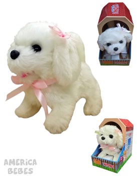 IK284 WOW - PERRITO BLANCO MOÑO ROSA