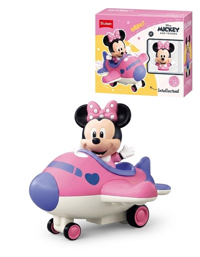 IKDIS109 AVIONETA MINNIE A FRICCIÓN 7 PIEZAS ENSAMBLE. OK BABY