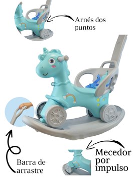 UNICORNIO MECEDOR 3 EN 1 CELESTE OK BABY