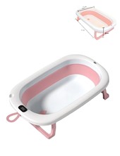 BAÑERA PLEGABLE CON TERMOMETRO, ROSA. OK BABY