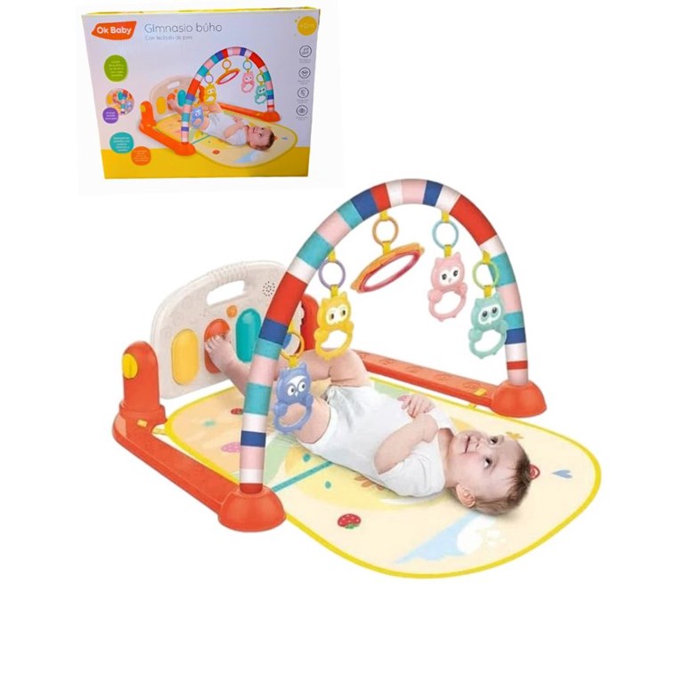 OKBB0373 MANTA GIMNASIO PIANO BUHO NARANJA. OK BABY