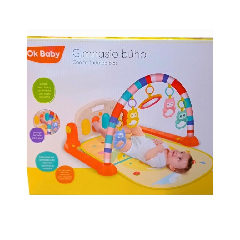 OKBB0373 MANTA GIMNASIO PIANO BUHO NARANJA. OK BABY