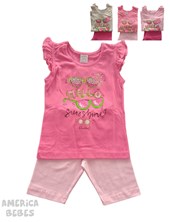 PROMO! CONJUNTO 2 PIEZAS PARA BEBA MUSCULOSA CON VOLADOS ESTAMPADA LENTES HELLO SUNSHINE Y CALZA LISA RUABEL